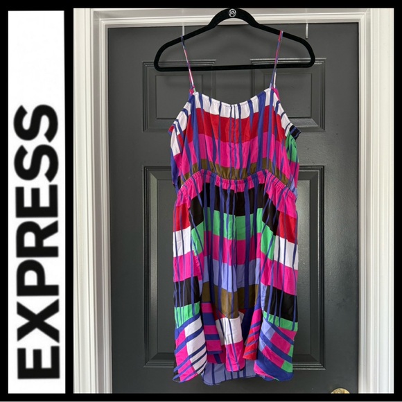 NWOT Express Colorblock Ruffle Mini Dress - Picture 6 of 7